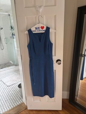 J. Crew Sleeveless V-Neck Royal Blue Midi Sheath Dress